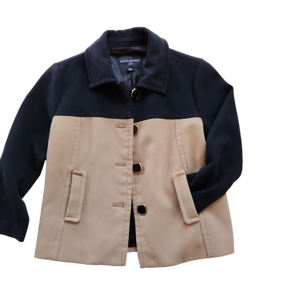 Banana Republic Women's Button-Up Lined Color Block Blazer/Jacket Black/Tan PXS - Picture 3 of 11